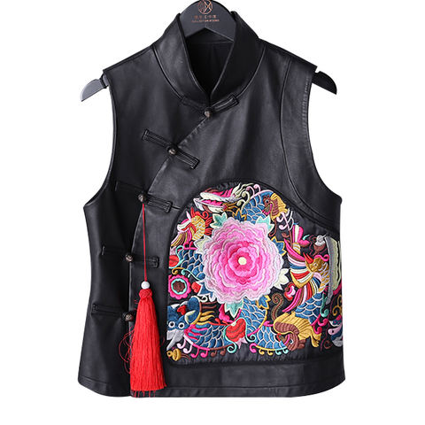 Women's genuine leather blazer - Retro Chinese Style Sheep Kin Genuine Leather Tang Suit Ch | Unidekuaidi