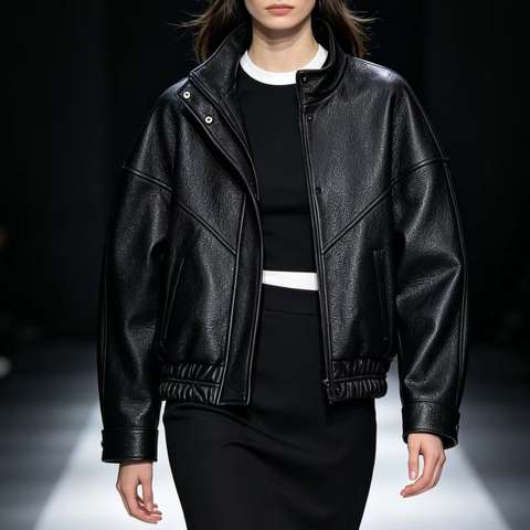 Women's genuine leather coat - Premium Casual Street Women's Regular Loose Spliced Button | Unidekuaidi