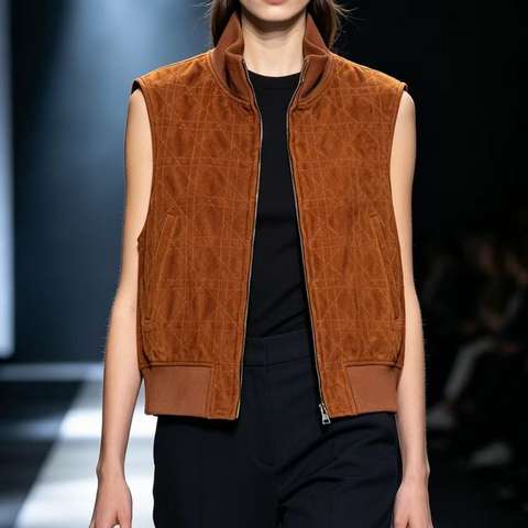 Women's genuine leather coat - Autumn Women's Stand Collar Suede Sheepskin Waistcoat Quil | Unidekuaidi