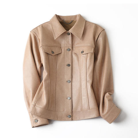 Women's genuine leather coat - HN5255 Removable-Sleeve Waist-cinching 2-in-1 Waistcoat Co | Unidekuaidi