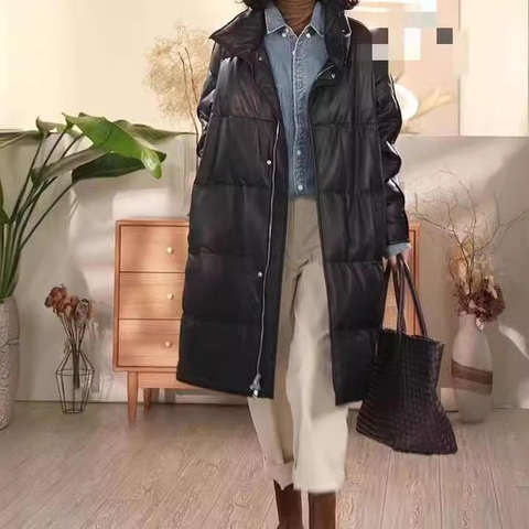 Women's genuine leather coat - Hot Sale Women's Down Long Coat Semi-high Collar Sheepskin | Unidekuaidi