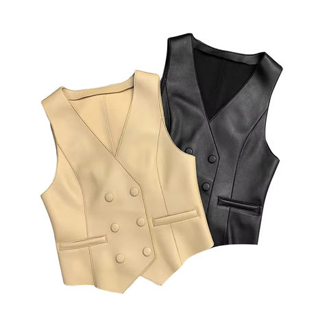 Women's genuine leather coat - Fashion and Simple Double Breasted V-neck Genuine Leather | Unidekuaidi