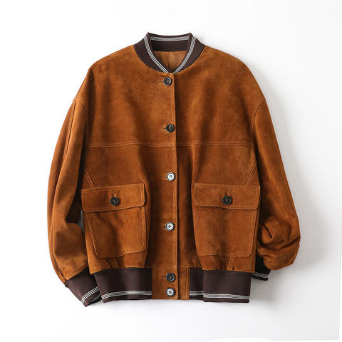 Women's genuine leather coat - Early Autumn New Arrival Women's Wide Fit Baseball Collar | Unidekuaidi