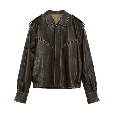 Women's genuine leather coat - Trending Items 2025 Removable Sleeves Women Coat Distressi | Unidekuaidi