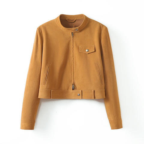 Women's genuine leather coat - Trendy Clothes Suede Coat Short Style Mandarin Collar Shee | Unidekuaidi
