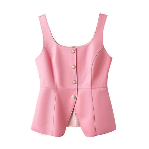 Women's genuine leather coat - Custom Leather Waistcoat Solid Color Single Breasted Women | Unidekuaidi