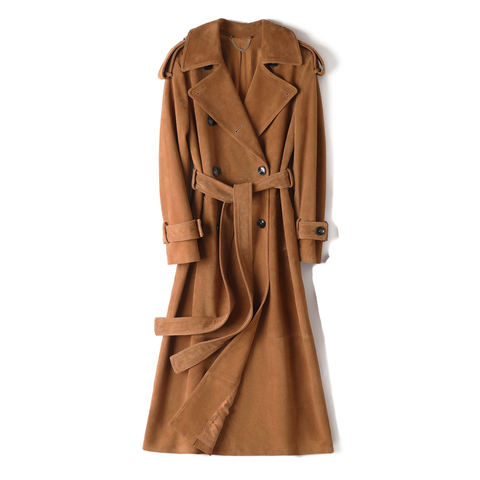 Women's genuine leather coat - Hot Sale Stylish Long Sleeves Belt Turn Down Collar Long G | Unidekuaidi