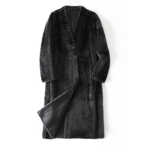 Women's genuine leather coat - Winter New Arrivals Large V-neck South African Mohican Rag | Unidekuaidi