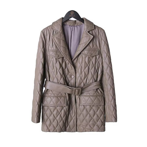 Women's genuine leather coat - Classic Motorcycle Jacket Women's Sheepskin Coat Genuine L | Unidekuaidi