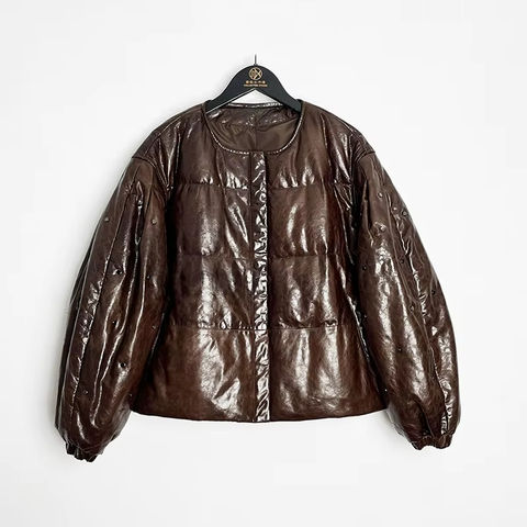 Women's genuine leather coat - Winter Fashion Clothes Custom O-neck Down Jacket Oil Waxed | Unidekuaidi