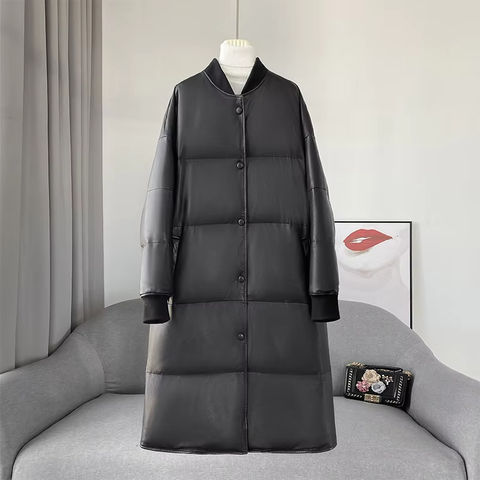 Women's genuine leather coat - Women Fashion Black Down Coat Baseball Uniform Style White | Unidekuaidi