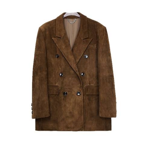 Women's genuine leather coat - Customized Special Design Goat Suede Jacket Loose Double B | Unidekuaidi