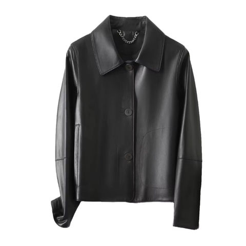Women's genuine leather coat - Hot Sale Sheepskin Leather Coat Plain Single Breasted Wome | Unidekuaidi