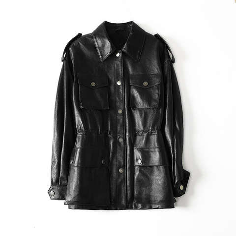 Women's genuine leather coat - Women's New Autumn and Winter Waxed Sheepskin Shirt-collar | Unidekuaidi