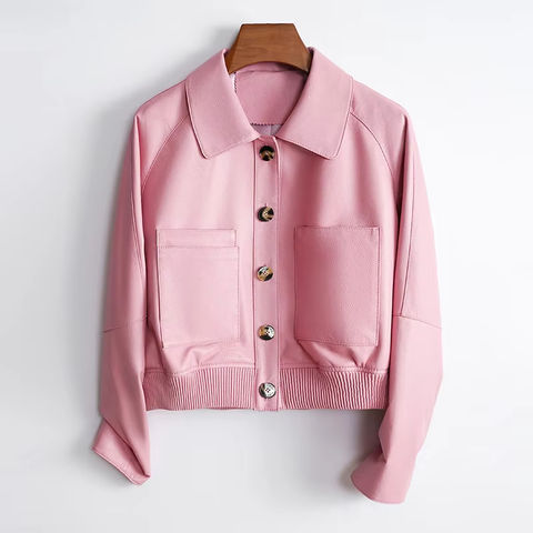Women's genuine leather coat - Trending Products 2025 New Arrivals Pink Single Breasted W | Unidekuaidi