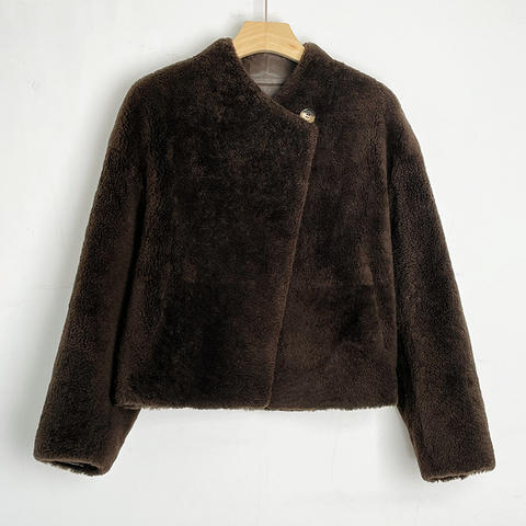Women's genuine leather coat - Hot Sale Simple Style Real Fur Leather Coat Single Button | Unidekuaidi