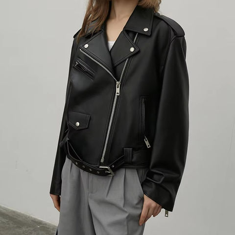 Women's genuine leather coat - Popular Luxury Casual Real Leather Jacket with Belt Latest | Unidekuaidi