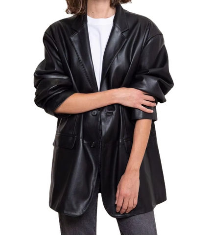 Women's genuine leather coat - Fashionable Leather Suits Ladies Solid Color Long Sleeves | Unidekuaidi