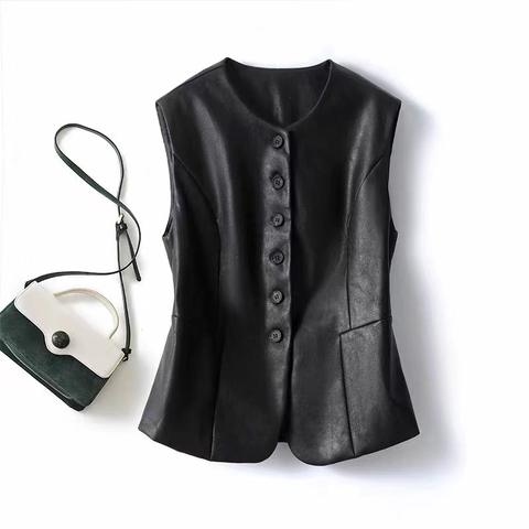 Women's genuine leather coat - Wholesale Women Sleeveless Leather Jacket Fashionable Leat | Unidekuaidi