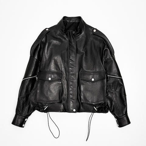 Women's genuine leather coat - Popular Selling Genuine Leather Coat Stand Collar batwing | Unidekuaidi