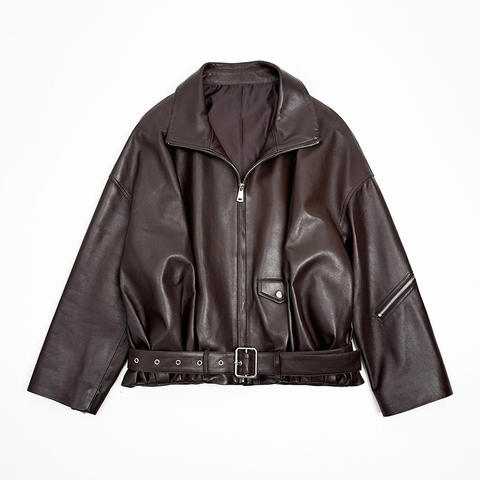 Women's genuine leather coat - New Arrival Women Clothing Leather Coat Drop-shoulder Styl | Unidekuaidi