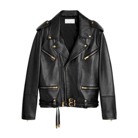 Women's genuine leather coat - Latest Design Leather Coat Double Belt Biker Motorcycles R | Unidekuaidi
