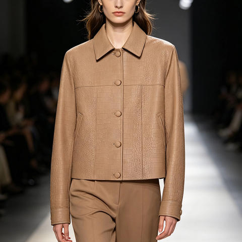 Women's genuine leather coat - HN6152 2026 Autumn Women's Minimalist Korean Style Coat La | Unidekuaidi
