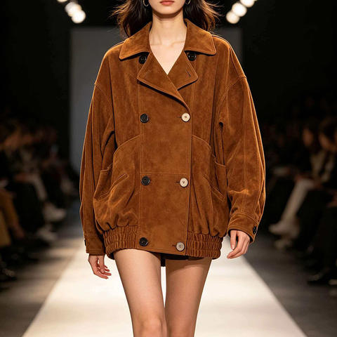 Women's genuine leather coat - HN6135 2026 Summer Women's Retro HK Style Loose Coat Lapel | Unidekuaidi
