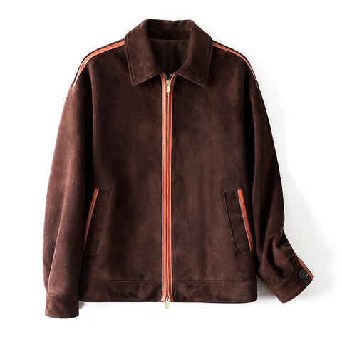 Women's genuine leather coat - Autumn and Winter New Goat Suede Suede Contrasting Color P | Unidekuaidi