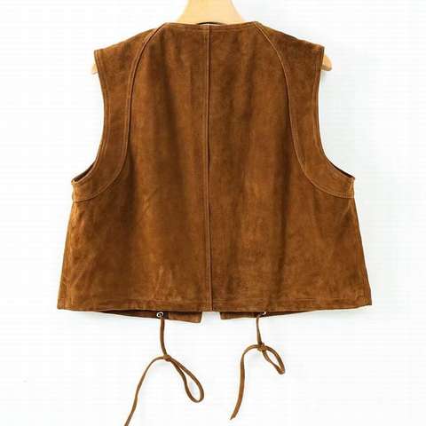 Women's genuine leather coat - Women's Retro Suede Sheepskin Loose Sleeveless Streetwear | Unidekuaidi