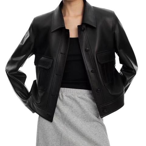 Women's genuine leather coat - New Style Luxury Long Sleeves Single Breasted Cargo Coat B | Unidekuaidi