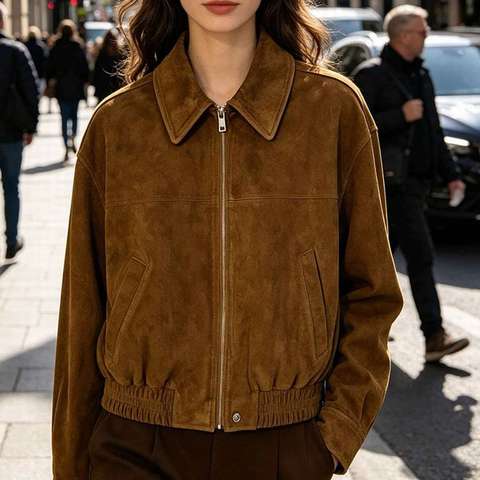 Women's genuine leather coat - HN000003 American Style Retro Simple Women's Loose Spliced | Unidekuaidi