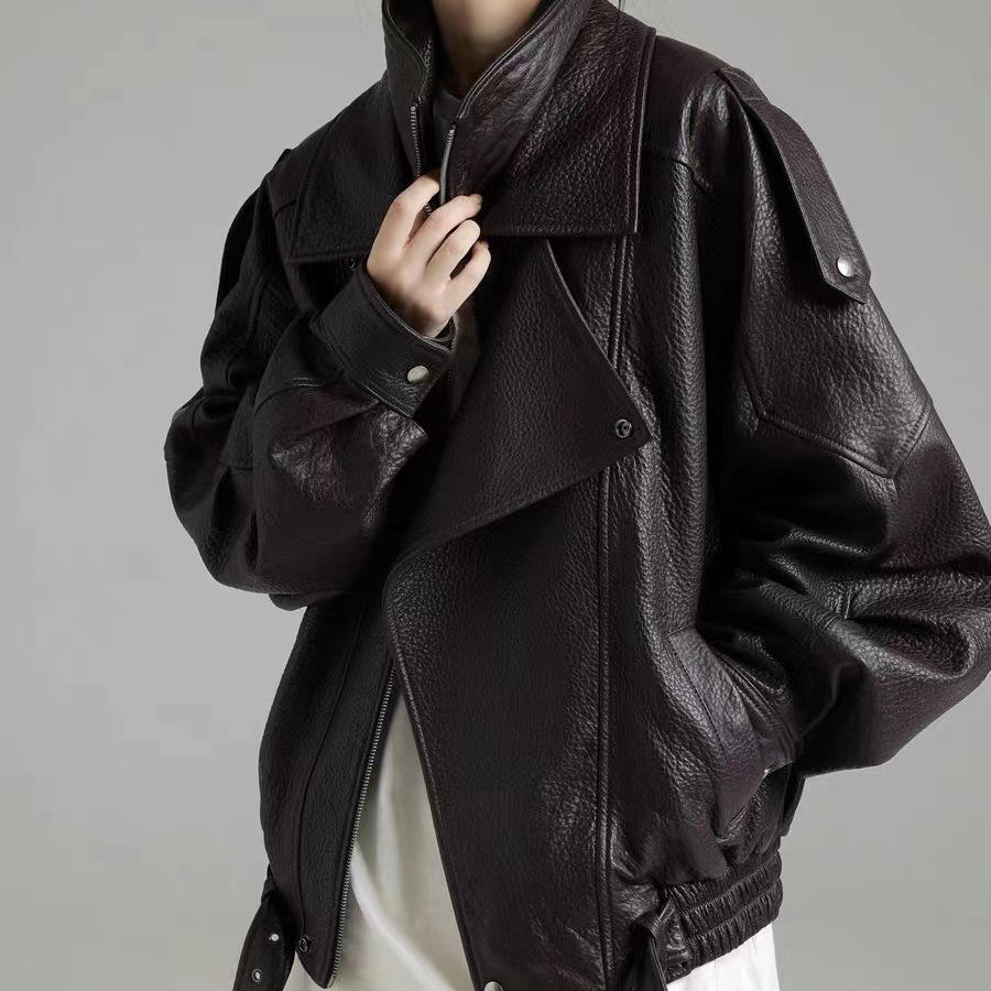 Women's genuine leather coat - New Arrival Hot Sale Oversized Double-layer Collar Oversiz | Unidekuaidi