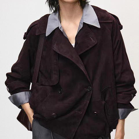 Women's genuine leather coat - New Fashionable Unique Design Double Breasted Genuine Leat | Unidekuaidi