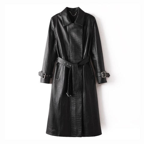 Women's genuine leather coat - New Trending Long Sleeve Leather Coat High Level Embossing | Unidekuaidi