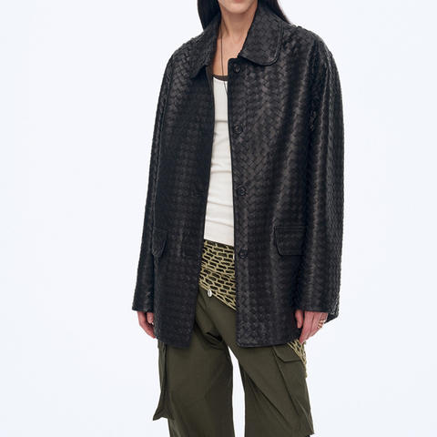 Women's genuine leather coat - New Design Coat Type Shirt Jacket Casual Loose Woven Genui | Unidekuaidi