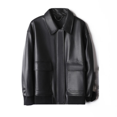 Women's genuine leather coat - Hot Sale Unisex Real Leather Coat Black Casual Loose Vinta | Unidekuaidi