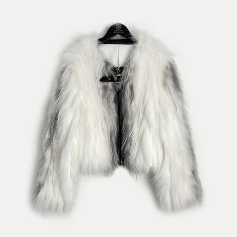 Women's genuine leather coat - Winter New Arrival Women Real Fur Coat Patchwork White Sil | Unidekuaidi