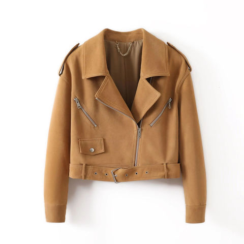 Women's genuine leather coat - Women's Fashion Genuine Leather Suede Sheepskin Jacket Cas | Unidekuaidi