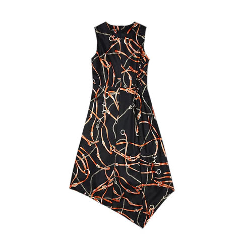 Women's genuine leather dress - New Fashion Midi Dress Sheep Nappa Printed Jumper Skirts A | Unidekuaidi