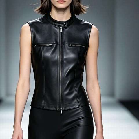 Women's genuine leather jacket - HN6154 Women's Sexy Fitted Cropped Biker Style Stretch She | Unidekuaidi