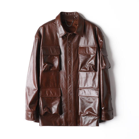Women's genuine leather jacket - Plus Size Winter Warm Unisex Casual Loose Plain Real Cow S | Unidekuaidi