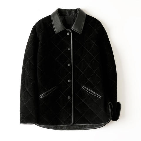 Women's genuine leather jacket - Fashionable New Style Sheepskin Suede Art Style Lapel and | Unidekuaidi