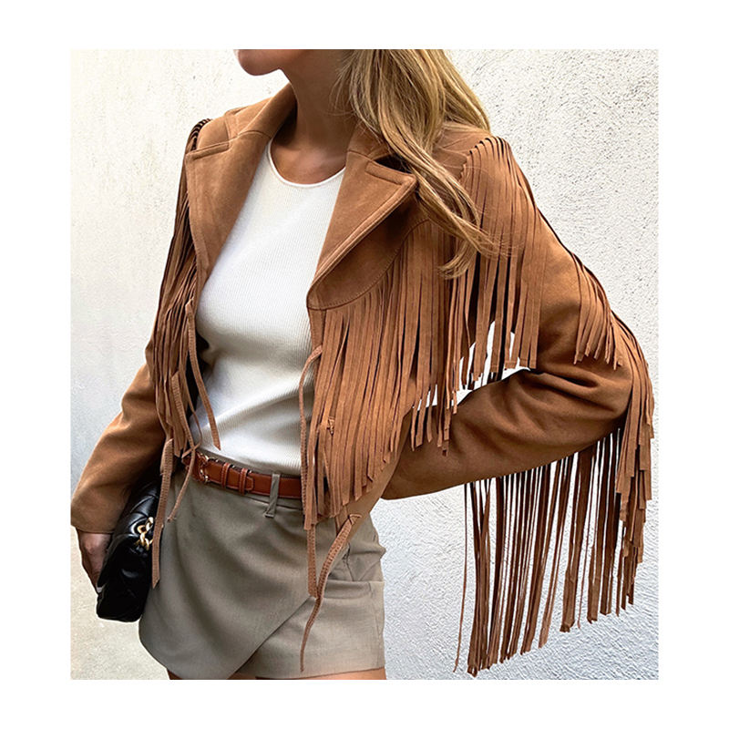 Women's genuine leather jacket - Latest Design Women's Fashionable Cropped Fringe Leather S | Unidekuaidi
