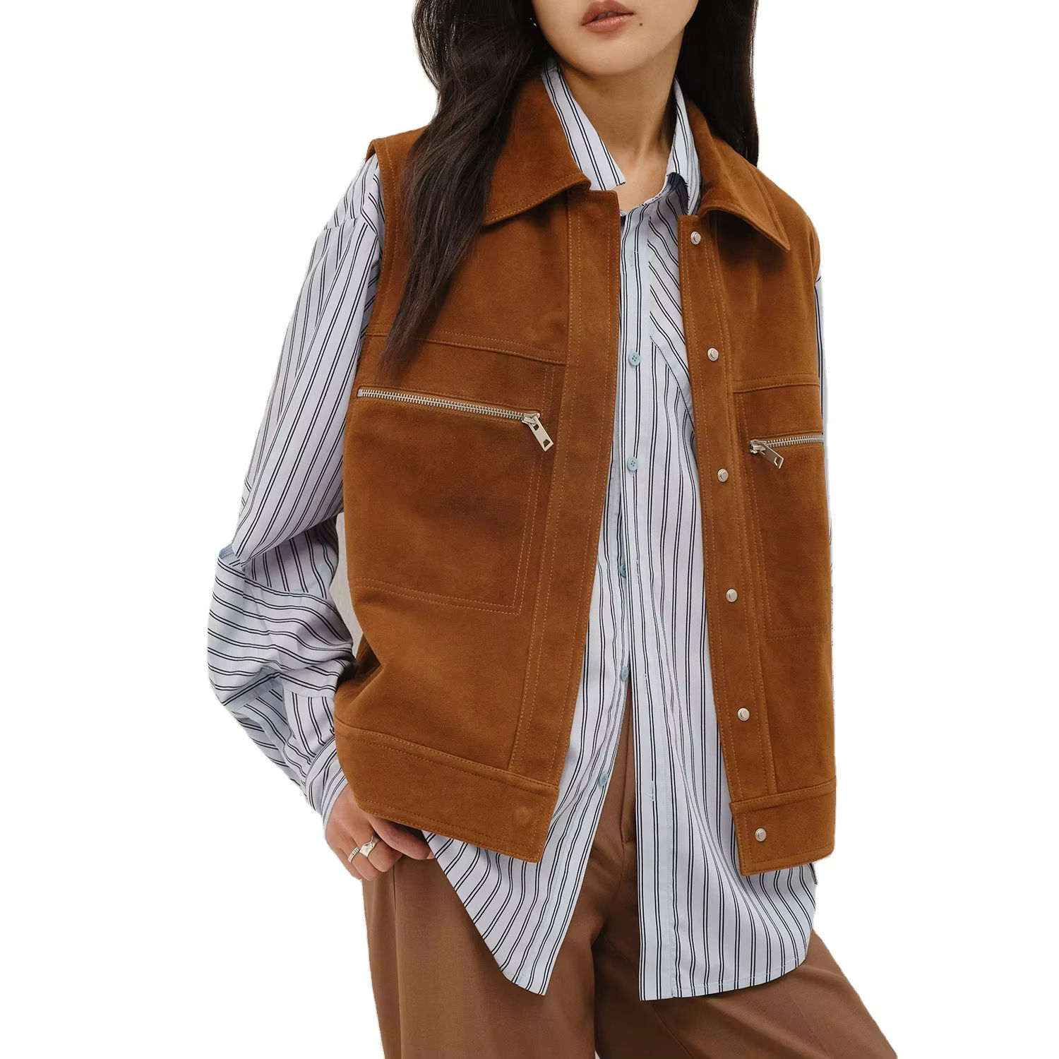 Women's genuine leather jacket - Wholesale Sleeveless Sheep Suede Leather Jacket Covered Bu | Unidekuaidi