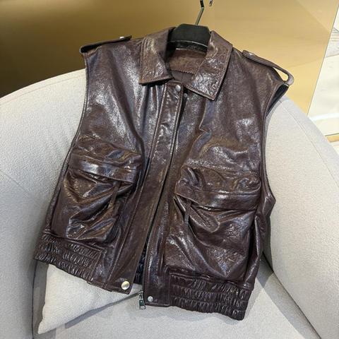 Women's genuine leather jacket - Winter Fashion New Oil Wax Sheepskin Workwear Style Three- | Unidekuaidi