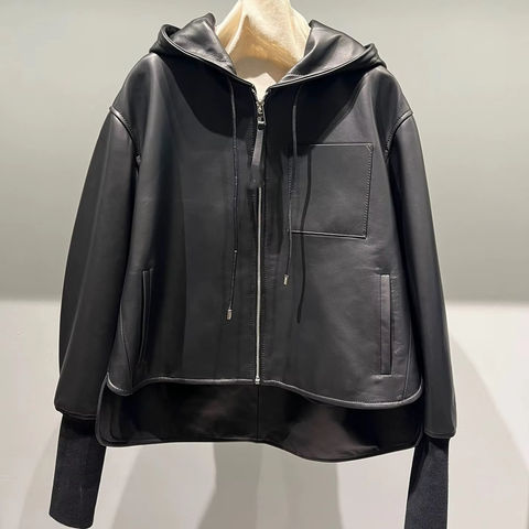 Women's genuine leather jacket - New Arrival 2025 Fashion Zipper Leather Jackets Hoodies Sh | Unidekuaidi