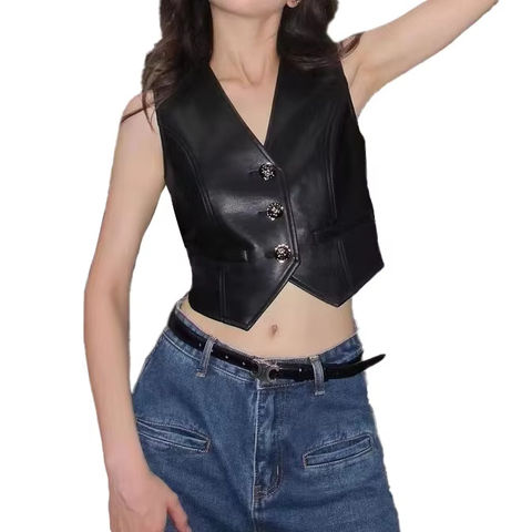 Women's genuine leather jacket - Wholesale New Arrival Sheep Leather Vest Single Breasted C | Unidekuaidi