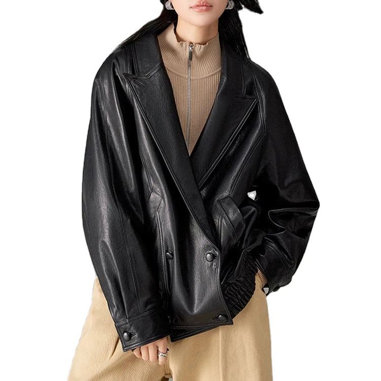 Women's genuine leather jacket - Latest Design High Grade Sheep Leather Material Lapel Loos | Unidekuaidi