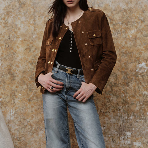 Women's genuine leather jacket - Winter New Design High Street O Neck Full Grain Leather Co | Unidekuaidi